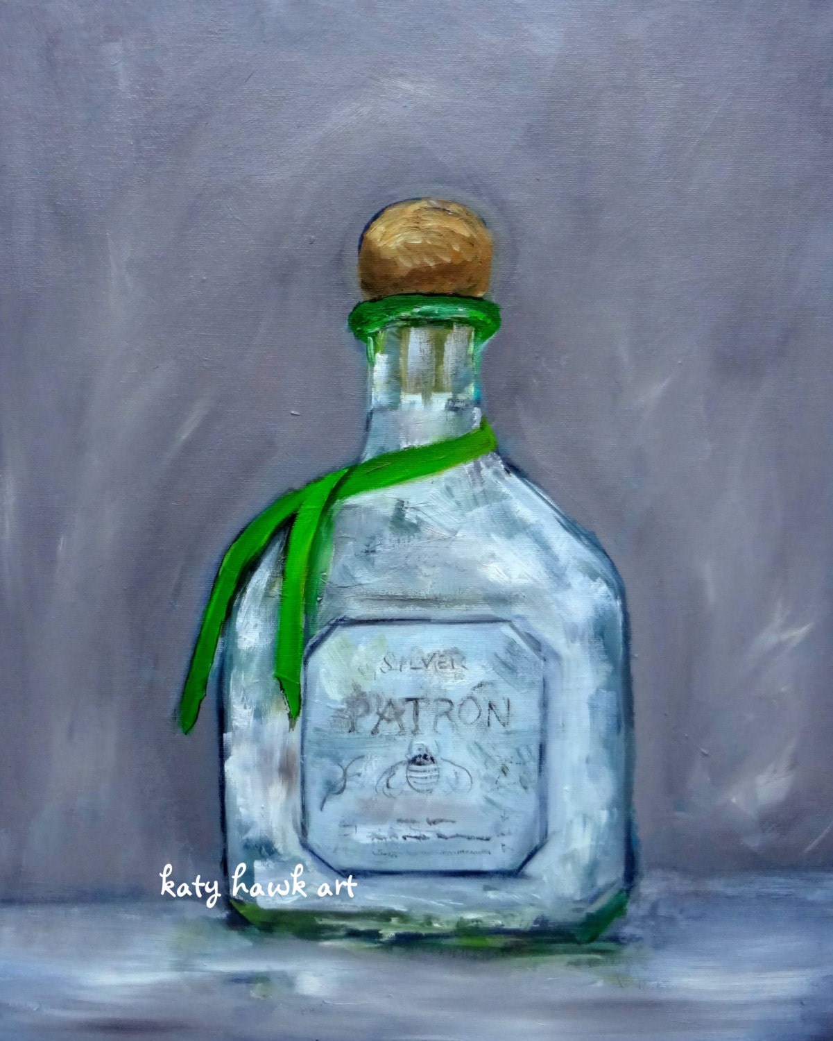 Patron Silver Tequila Bottle Impressionism Oil Painting
