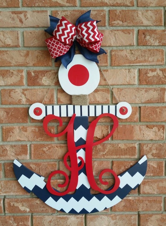 Wooden Anchor Door Hanger Nautical Decor Initial Door