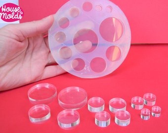 6 Sizes -Multisize Flat Circles Clear Silicone Mold, transparent Mold with 12 cavityes- perfect for any resin creations!