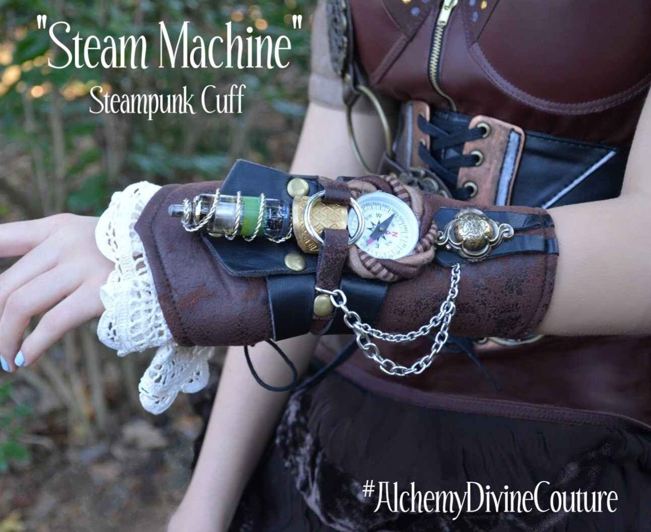 Steampunk Wrist Cuff Cuff Bracelet Compass Bracelet Lace