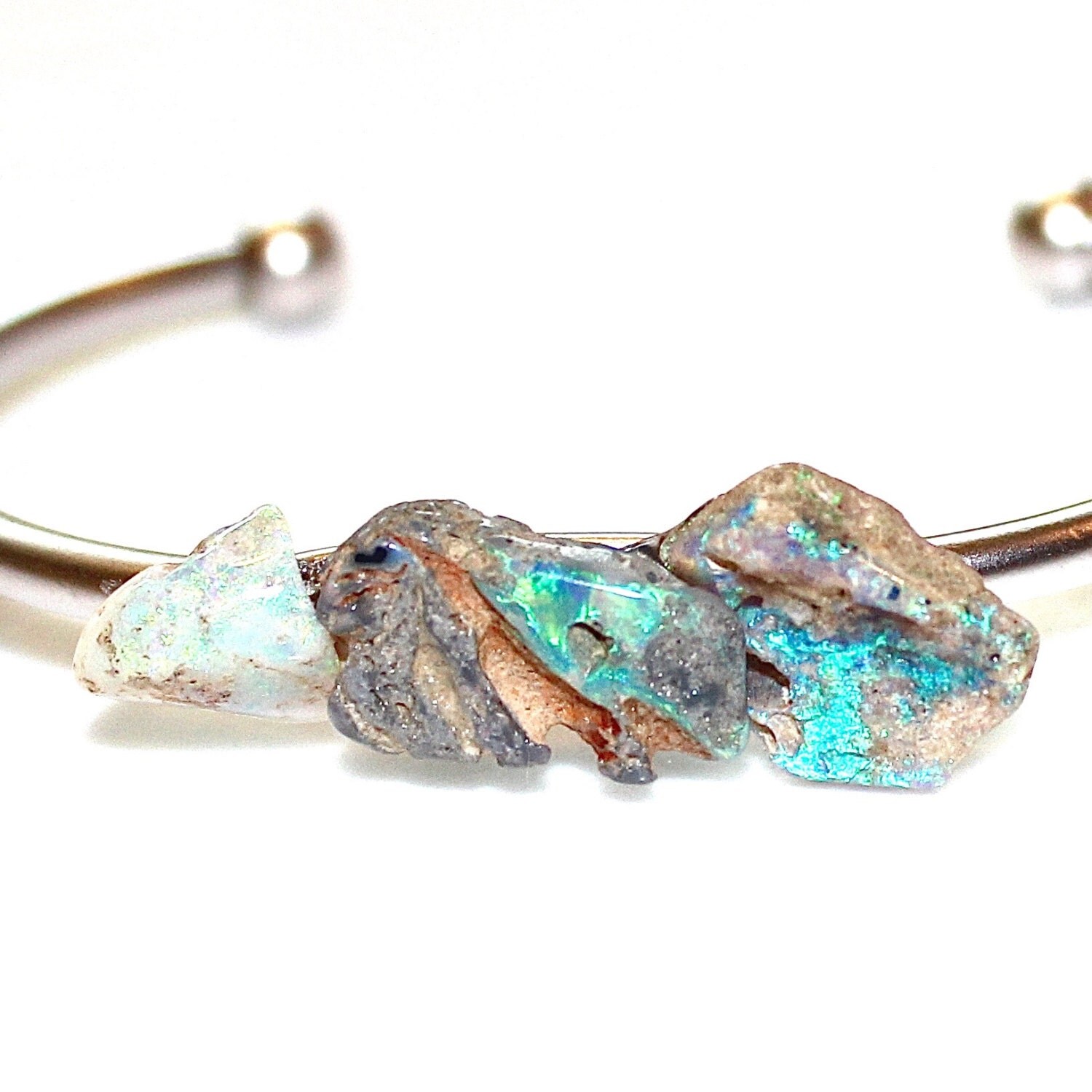 Raw Australian Opal Cuff Raw Stone Cuff Opal Bracelet by FizzCandy