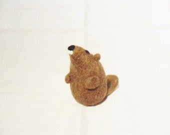 Needle Felted Groundhog - miniature groundhog figure - 100% Shetland wool - wool felt groundhog - groundhog day