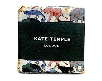 Liberty Queue for the zoo pocket square, animal print pocket square, Liberty print, men's handkerchief, suit pocket square, elephant print