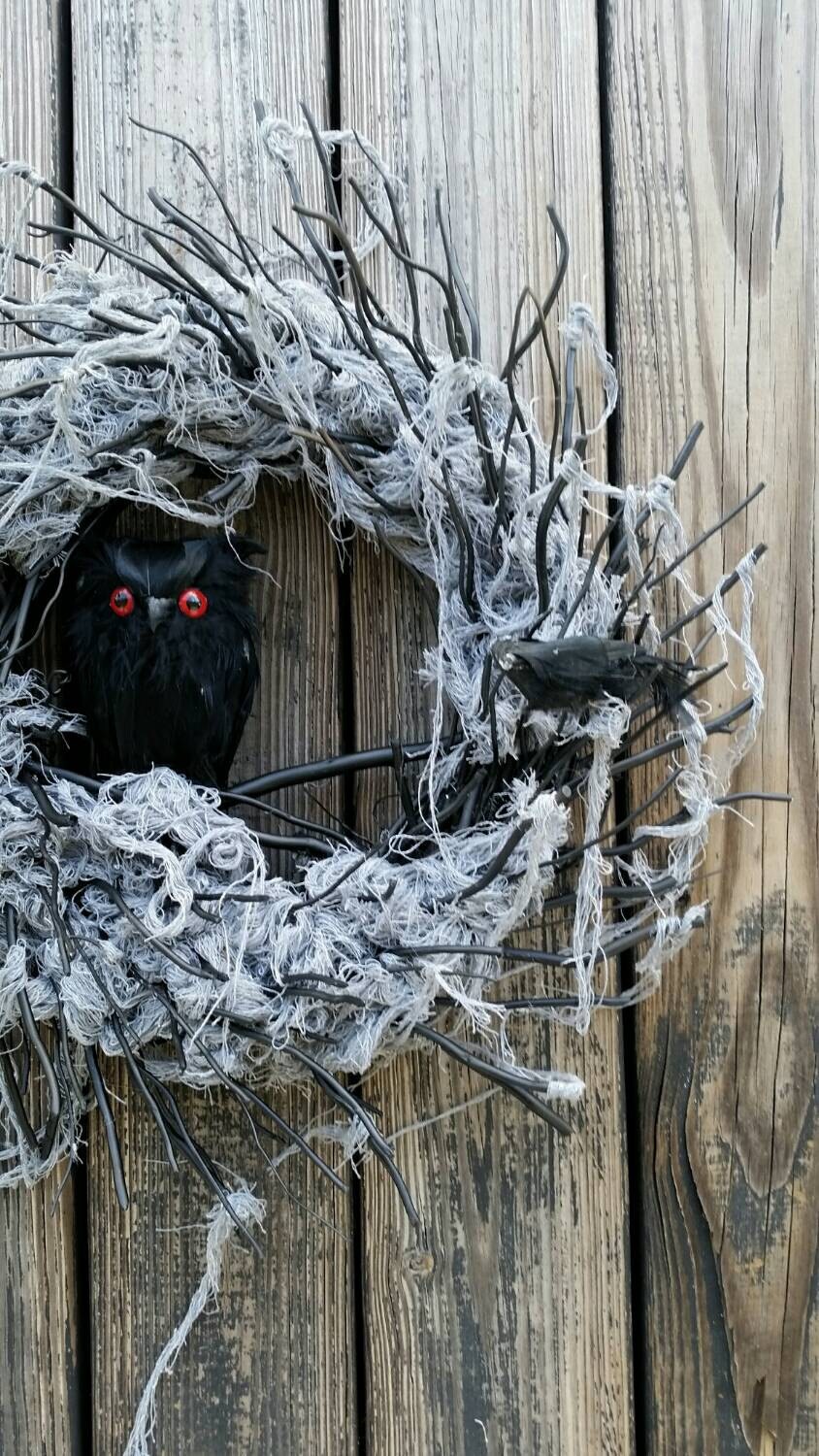 Halloween Wreath Gossamer Black Twig Wreath