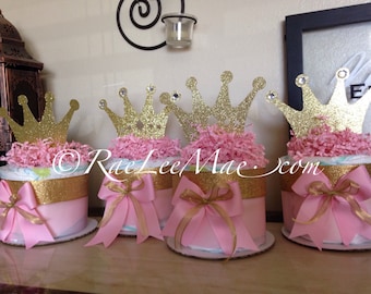 6 Princess or Prince diapercake package/Prince Baby shower decorations/princess baby shower decorations/little prince/little princess/crown