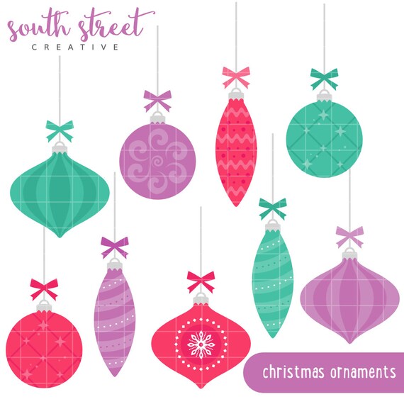 Christmas Ornaments, Bauble, Cute Clipart, Personal & Small Commercial Use, Vector Clip Art, Instant Download, png, jpeg, eps Il_570xn