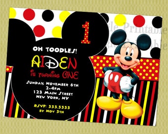 Mickey Mouse Birthday Invitation, Mickey Mouse Invitations, Mickey Mouse Invitations