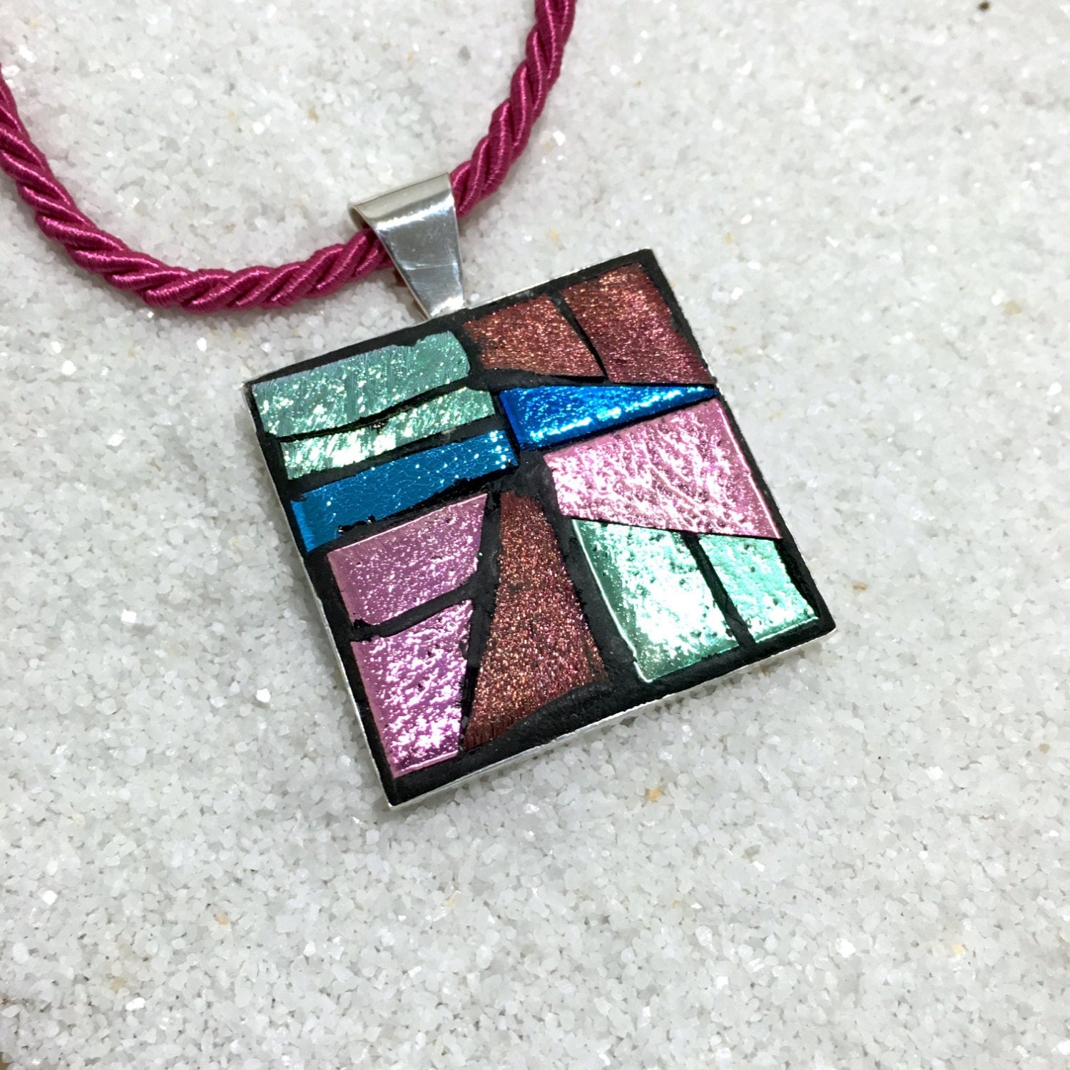 Mosaic Art Jewelry Mosaic Pendant Modern Geometric Mosaic