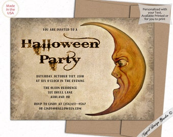 Adult halloween invitation, Printable halloween Birthday, Vintage halloween invitation, Spooky invitations, Unique halloween party invites.
