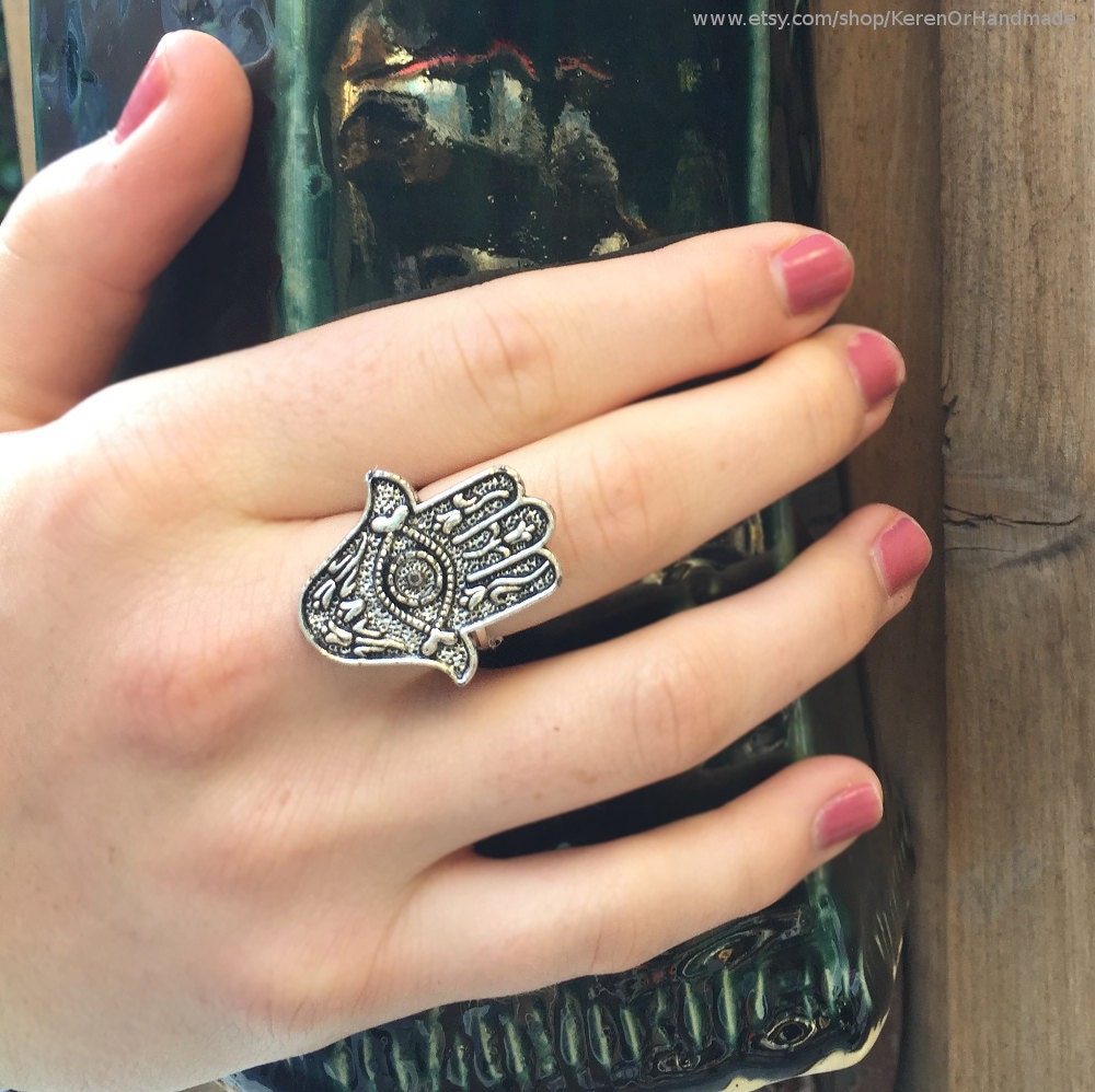 Hamsa ring silver hamsa ring adjustable hamsa Ring