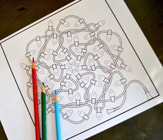 String of Lights downloadable Christmas coloring page classic