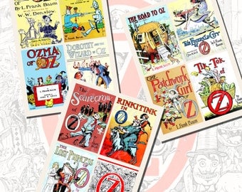 Wizard of Oz Book Cover Printables by L. Frank Baum, POSTCARD SIZE, (3.5 x 5 Inch or 12.7 x 8.8 cm), 12 Total