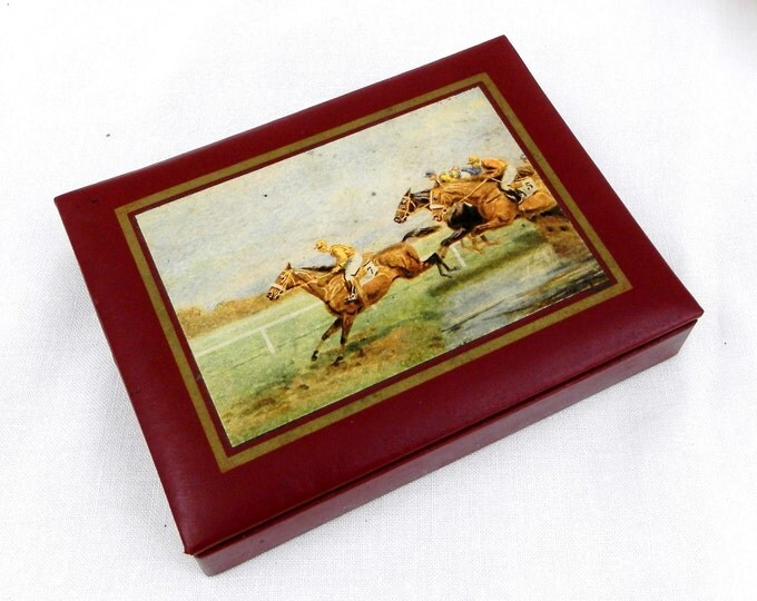 Vintage French Leather Cigarette / Cigar Box Depicting an Equestrian Scene by "La Setia Regie Française", Collectible Tobacciana, Gift Horse Vintage French Leather Cigarette / Cigar Box Depicting an Equestrian Scene by "La Setia Regie Française", Collectible Tobacciana, Gift Horse