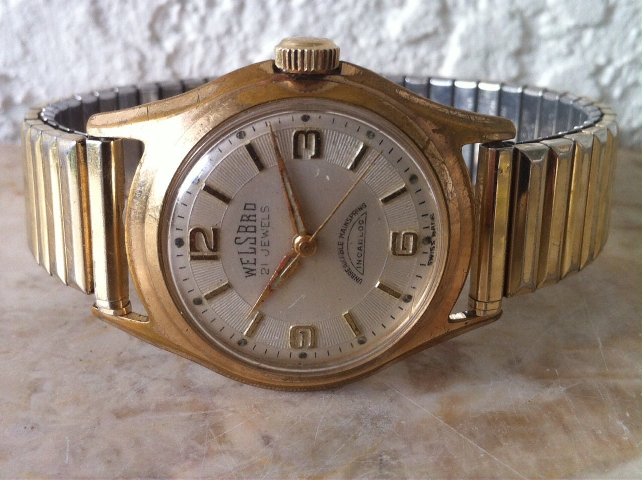 Vintage Men's Watch Welsbro Watch Swiss Made Gold Plate