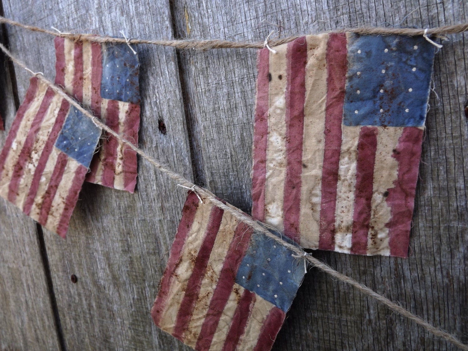 Primitive American Flag Bunting Genealogy Gift Patriotic