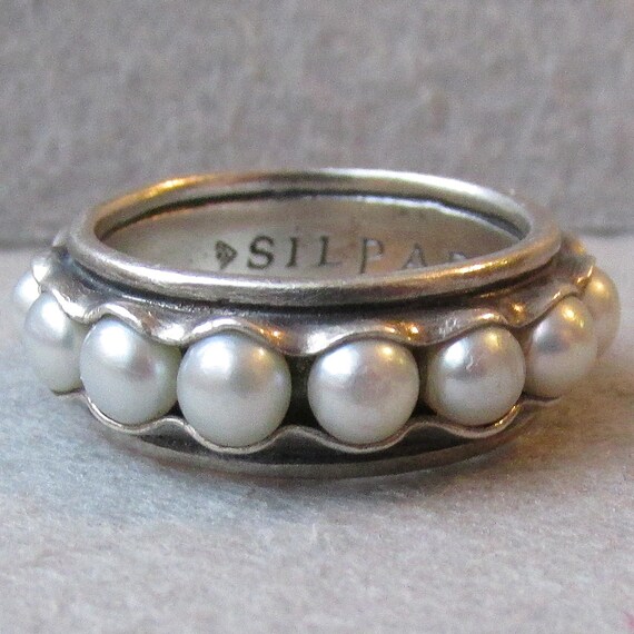 Retired SILPADA Nestled Pearls Sterling Silver 925 BAND RING