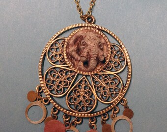 Hand sculpted Elephant Medallion Necklace