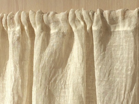 Ivory sheer curtains rustic natural linen living room window Ivory Sheer Curtains