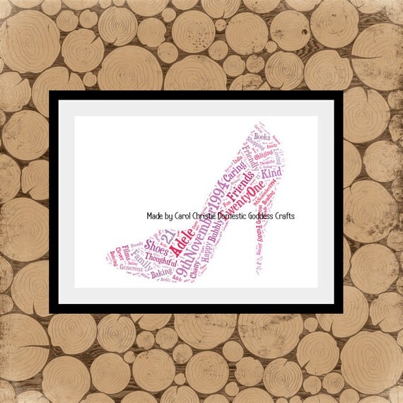 Shoe Word Art Personalised Shoe Print Shoe Word