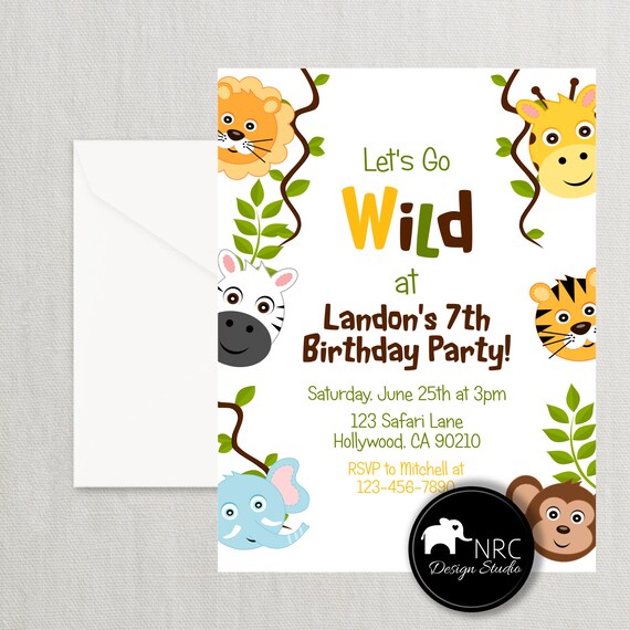 Jungle Invitation, Safari Invitation, Jungle Party, Safari Party, Printable Invitation | NRCDesignStudio Il_570xn