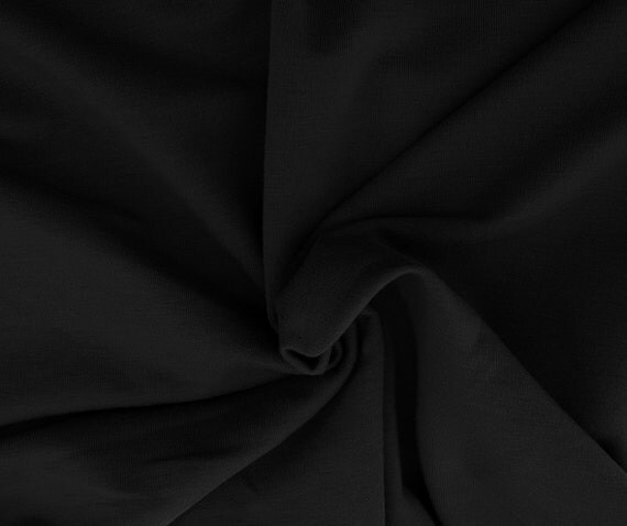 Black Cotton Fleece Fabric by the Yard 10/16 Pre Washed