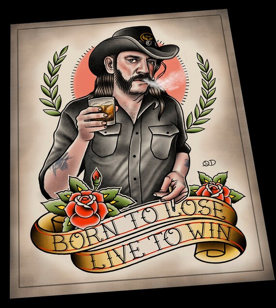lemmy kilmister motorhead tattoo flash art print lemmy kilmister motorhead tattoo flash art print