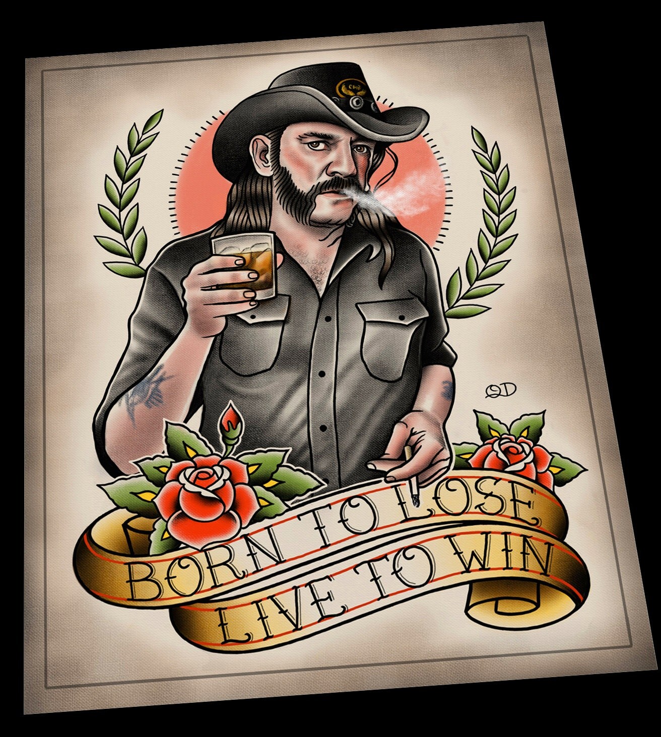 lemmy kilmister motorhead tattoo flash art print lemmy kilmister motorhead tattoo flash art print