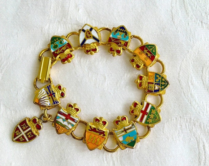 French Heraldic Bracelet, Coat of Arms Shields, Regions of France, Heraldic Jewelry