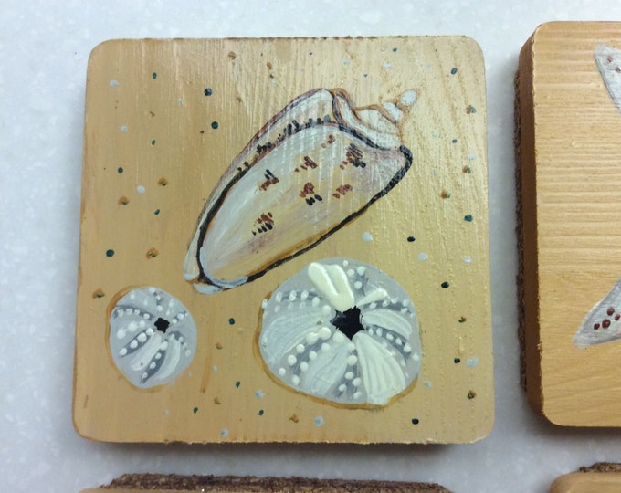 Set of Four Coasters - wood with cork on bottom