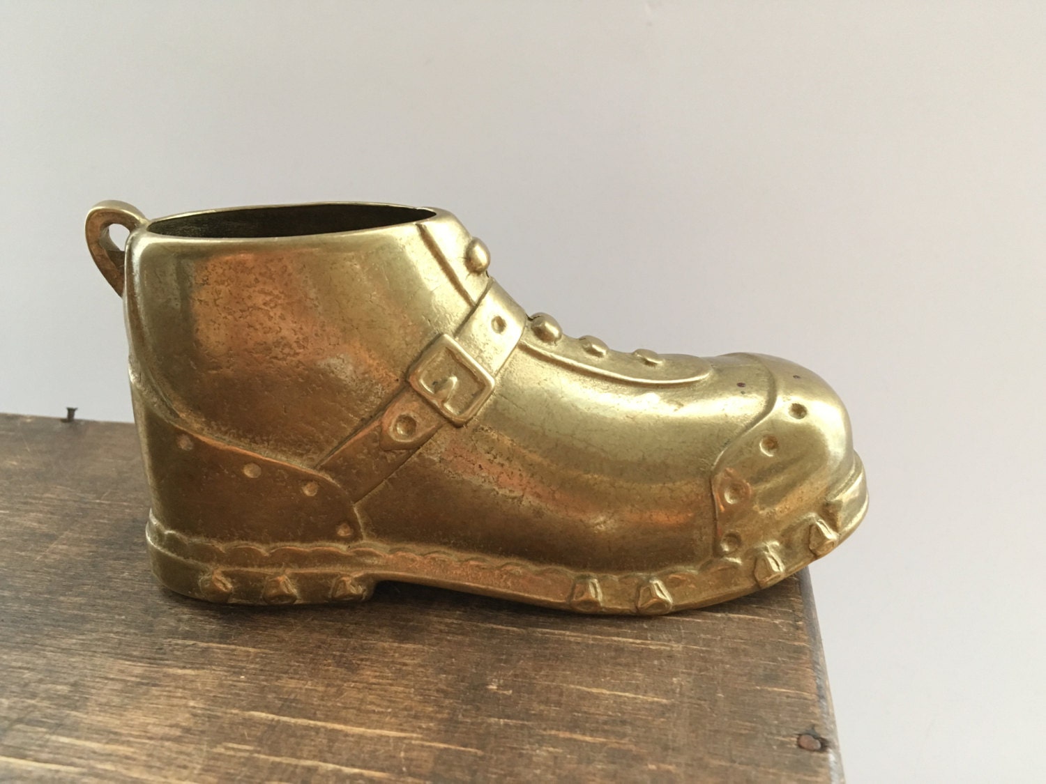 Vintage brass shoe Brass trinket dish Small Brass shoe
