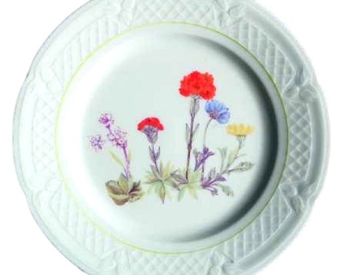 Louis Lourioux Wild Flower Salad Plate, France, Discontinued China, 7 3/4 Inches