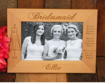 10 Personalized Bridesmaid Dress Frame, Custom Engraved Photo Frame - Bridesmaid, Maid of Honor, Flower Girl Gift - Urban Farmhouse Tampa