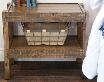 Reclaimed Nightstand End Table - Pallet Wood & Barn Wood Style Side Table - presEARTH Spice