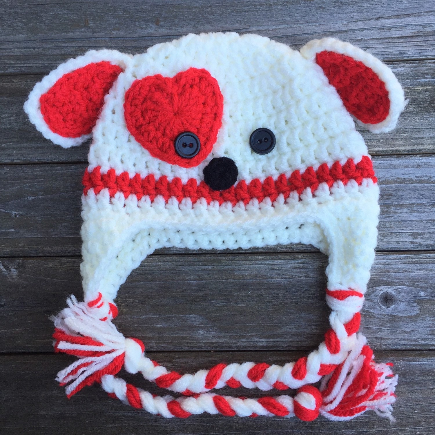 Crochet Valentine Puppy Hat Crochet Earflap by AccessoriesByCasey