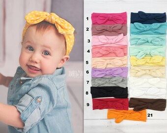 Pick 5 Knotted Baby Headbands, Stretch Jersey knit headbands, baby headband, headband set, newborn headbands, infant headband, hair bow