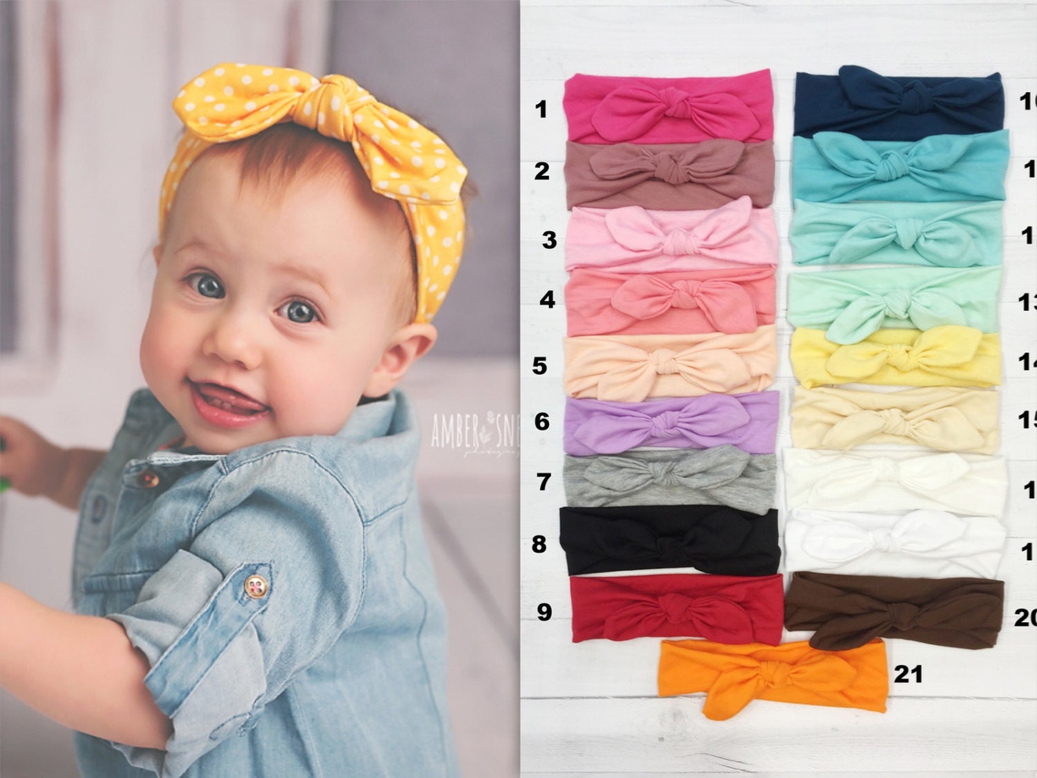 Pick 5 Knotted Baby Headbands Stretch Jersey knit headbands