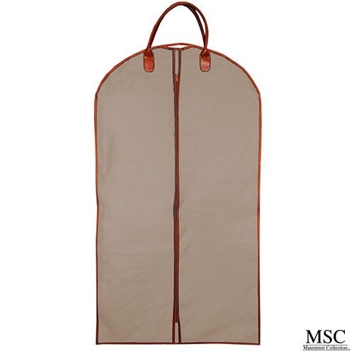 Monogrammed Mens Custom Garment Bag Tan Canvas Personalized