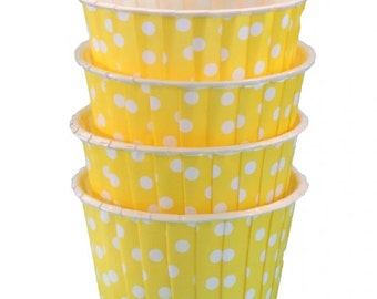 Yellow Polka Dot Candy Cups-Yellow Candy/Nut Cups are perfect for filling with candy, nuts or other snacks.