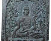 Indian Vintage Budha Hand Carved Earth Touching Buddha Door Wall Hanging