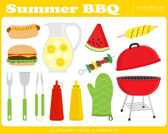 Summer Barbecue / BBQ Clipart Digital Printable Clip Art