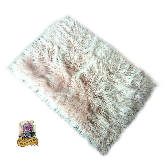 Sale Soft Faux Fur Area Rug Light Pink Shaggy Shag by FurAccents