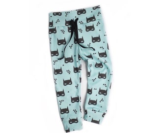 Organic baby batman joggers | baby boy bat mask leggings | unisex batman leggings | superhero leggings