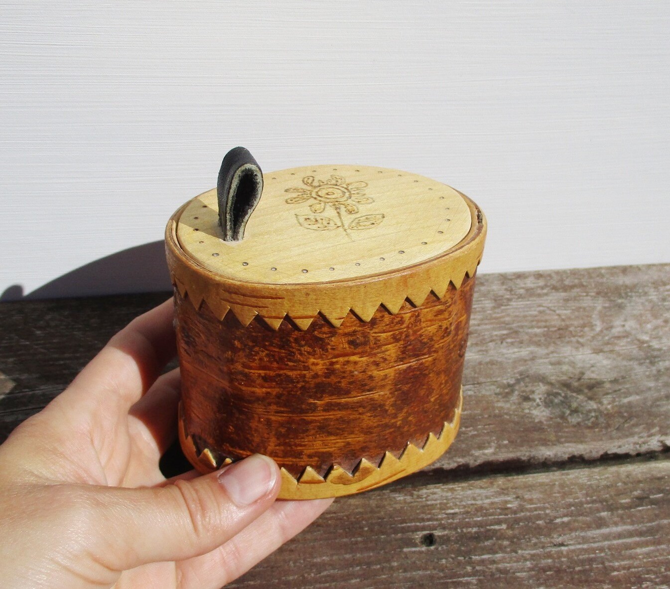 Birch Bark Box Humidor Snuff Box Scandinavian Vintage