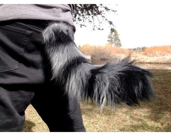 Raccoon Costume Tails 22" 33" 44" by AnthroWear - Furry Clip-On Cosplay Accessories - Hand Made in USA