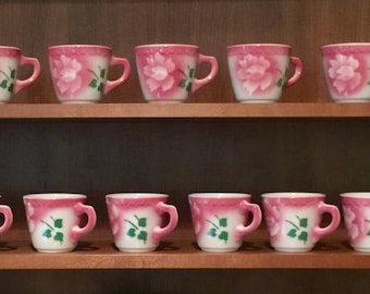 Vintage Syracuse China Airbrushed Rose Restaurant Ware Coffee Cups