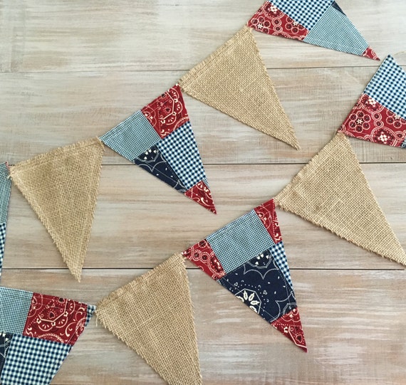 Burlap & Fabric Cowboy/Western Pennant Banner