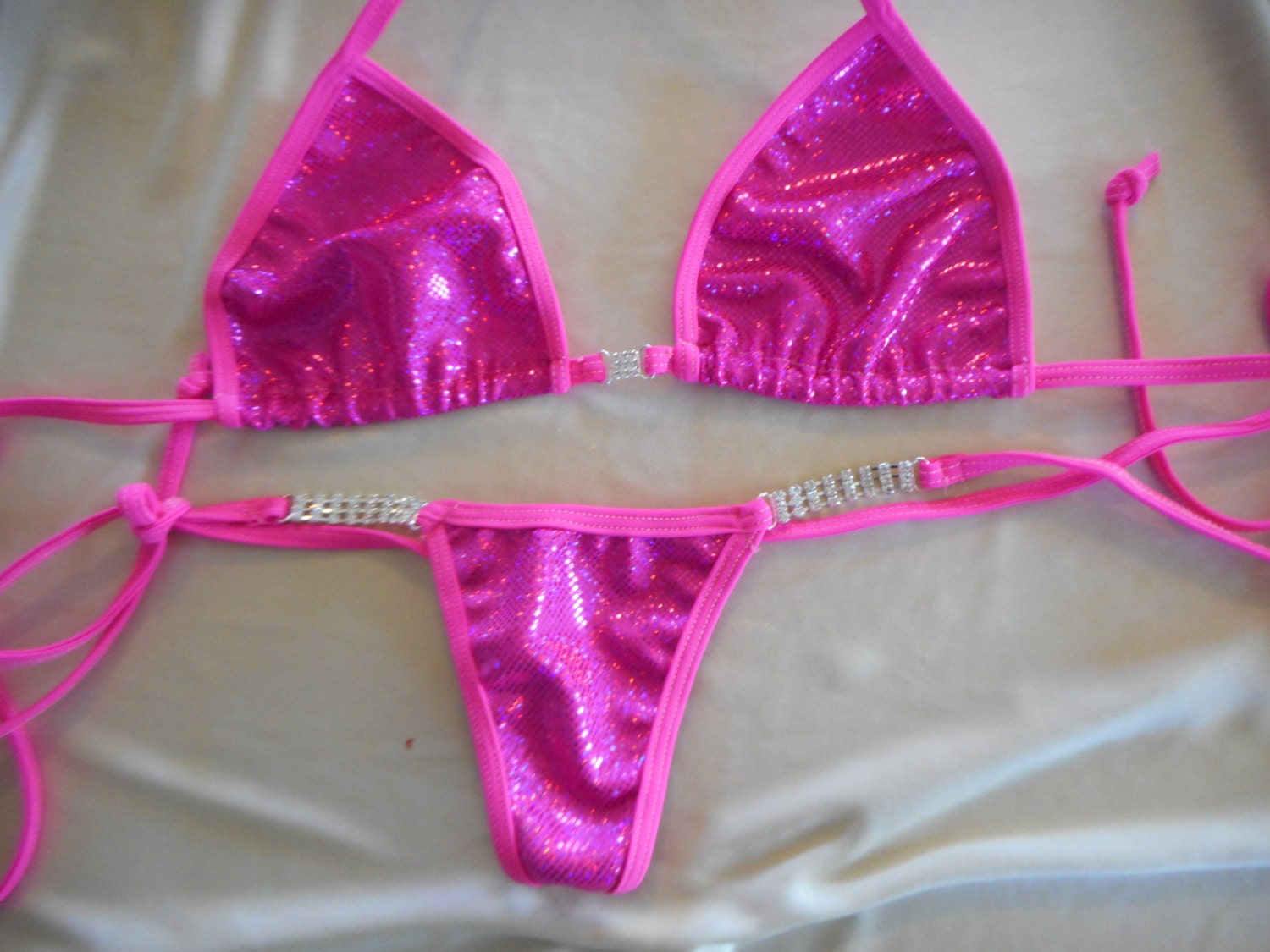 hot pink g string bikini rhinestone bikini v string