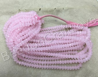 Pink chalcedony faceted rondelle 5 or 6mm, more than 80 pieces AAA quality