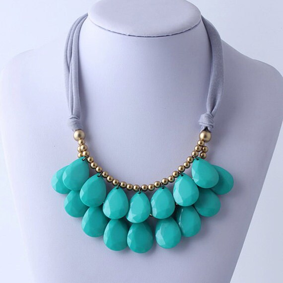 Items similar to Anthropologie Necklace, Bib Necklace, Turquoise ...