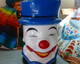 Vintage Happy Clown Head Vase, Clown Planter, Ceramic Made in Taiwan R.O.C. Window Planter